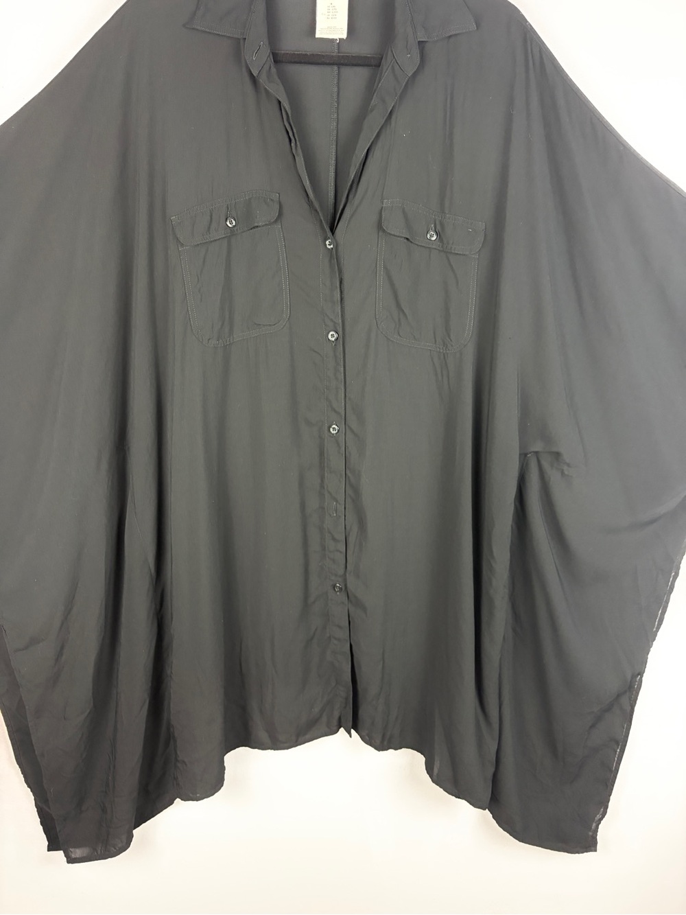 Lauren Ralph Lauren Black Oversized Batwing Dolman Shirt L/XL FLAW - Picture 4 of 16